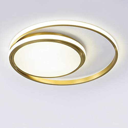 Plafonnier en laiton chic et moderne à double anneau LED pour sublimer votre couloir