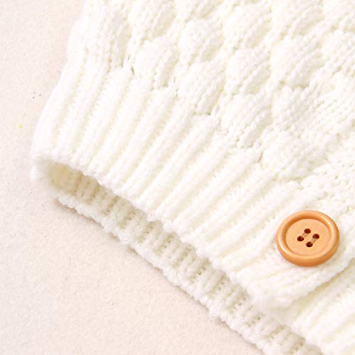 Newborn Baby Girls Boys Knit Cardigan Hooded Sweater, Infant Button-Down Cotton Outfits, Unisex Baby Basic Clothes (White, 6-9 Months) #TOP4