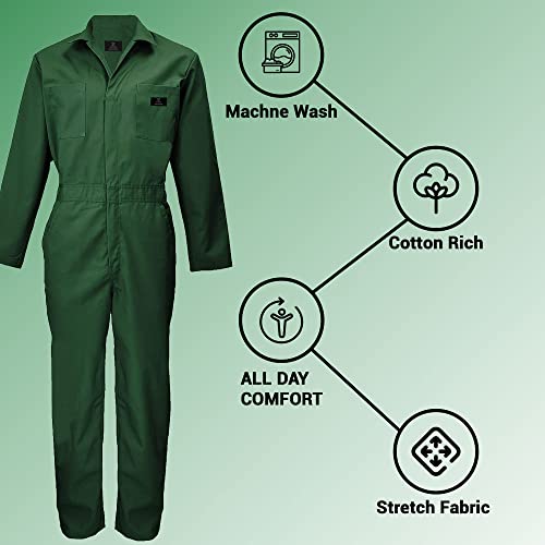 Active Uniforms Overall Workwear Men Long Sleeve Coveralls, Hunter Green (Medium) #TOP4