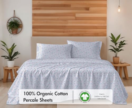 RUVANTI 100% Cotton Organic Queen Sheet Set, Percale Weave, Multi Paisley by RUVANTI - Used condition - Image 3