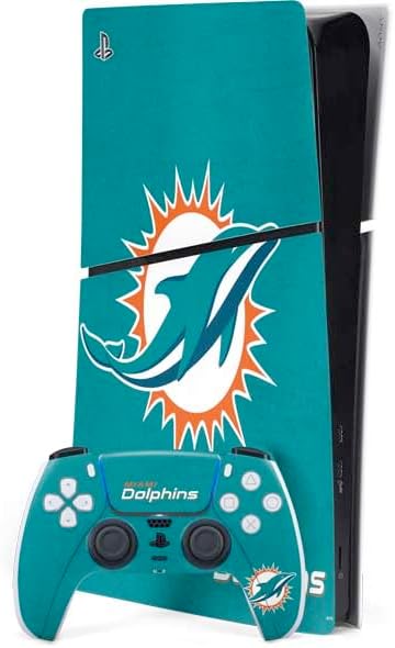 Skinit Decal Gaming Skin Compatible with PS5 Slim Digital Edition Bundle - Officially Licensed NFL Miami Dolphins Vintage Design