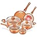 Cookware-Set Nonstick Pots and Pans-Set Copper Pan - KUTIME 6pcs Cookware Set Non-stick Frying Pan Ceramic Coating Stockpot, Cooking Pot, Copper Aluminum Pan with Lid, Gas Induction Compatible