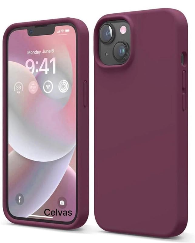 Image of Premium Liquid Silicone Case for iPhone 15 Plus - Slim Full Body Protective Back Cover with Soft Microfiber Lining, Anti-Slip Grip Scratch Resistant Phone Case (Wine)
