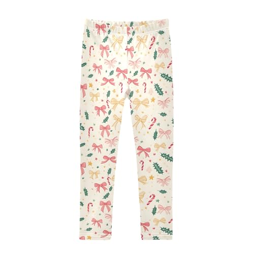 Girls' Athletic Leggings Ankle Length Yoga Dance Pants Kids Teen 4T Christmas Leave Bows Star