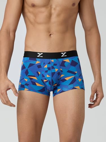 Image of XYXX Men's Shuffle Micromodal Regular Fit Printed Antimicrobial Trunks with No Marks Waistband (Pack of 3)