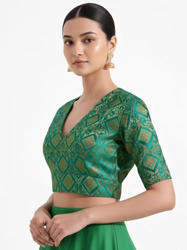 Image of Thevasa Women's Everyday Divine Depth V Neck Half Sleeves Blouse