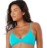 Roxy Women's Bikini Top – UPF 50+, Quick-Dry, Removable Pads, Swimsuit Top, Surf & Beachwear, Teal, Small