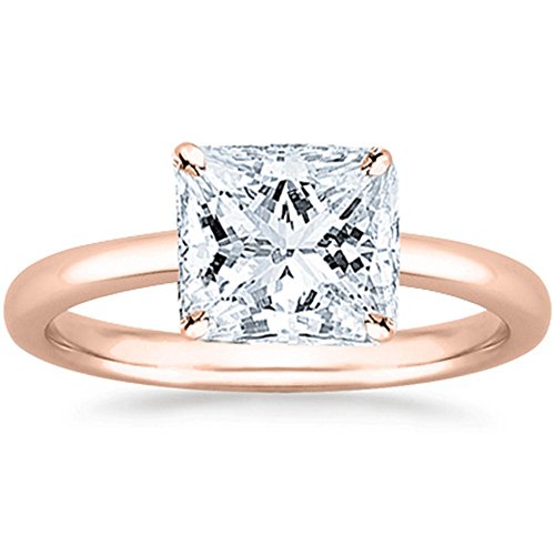14K White Gold 3/4 Carat Lab Grown Solitaire Princess Cut IGI CERTIFIED Diamond Engagement Ring (0.75 Ct,E-F Color VS1-VS2 Clarity)