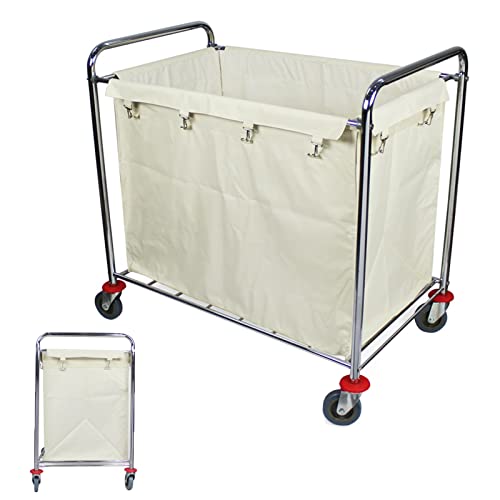 Panier à linge à roulettes en acier inoxydable taille W pour tri professionnel