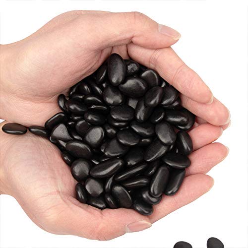18 Pounds Decorative Pebbles Small Black Stones Aquarium Gravel River Rock, Natural Polished Decorative Gravel,Garden Ornamental Pebbles Rocks,Black Decorative Stones,Black Pebbles, Decor (Black) #TOP6