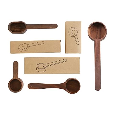 Spoon Measuring Set Baking Accessories Measuring Spoons Sets Protein Scoop Tablespoon Measure Medicine Spoon Coffee Accessories Coffee Scoop Coffee Spoon Gift for Coffee Lover Wooden Gifts (Walnut) Cover