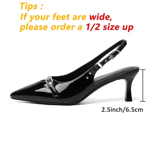 Image of Mostrin Kitten Heels for Women Slingback Pointed Closed Toe Heels Women's Pumps Shoes for Wedding, Party, Commuting