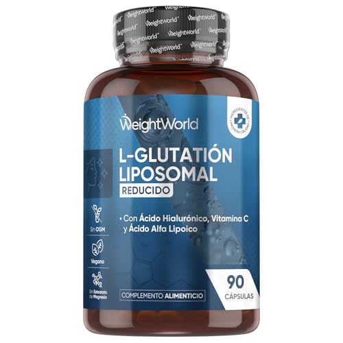 Glutatión Liposomal Reducido 333mg, 90 Cápsulas Veganas, 3 Meses de Suministro - Con Vitamina C, Ácido Hialurónico, Ácido Alfa Lipoico y Fosfatidilcolina, Sin OGM ni Estearato de Magnesio