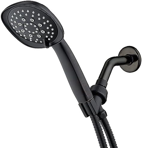 AquaDance, Oil-Rubbed Bronze Luxury Square 6-setting High-Pressure Hand Extra-Long 72" Stainless Steel Hose, Bracket, Solid Brass Fittings, Finish. Premium Handheld Shower Head from Top American