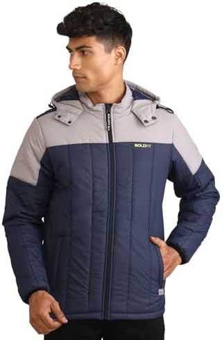 Boldfit Winter Jacket for Men Quilted Hooded Winter Jackets for Men & Boys Full Sleeve Mens Jacket Monsoon Jackets for Men Jacket for Men Wear Bomber Jacket for Men Jerkin for Men Padded Jacket L