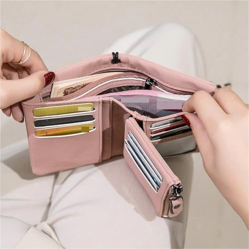 Women's Small Leather Wallet Ladies Wristlet with Card Holder Id Window Coin Purse for Change，Credit Card(Orange)2