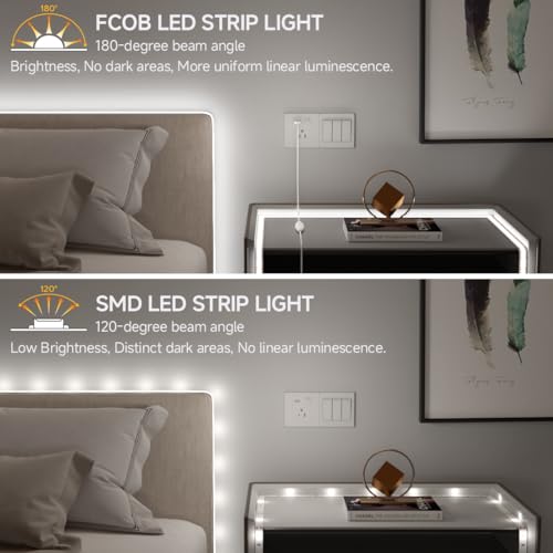Image of BTF-LIGHTING 5V USB COB LED Strip Lights Super Bright Dimmable LED Tape Light,Cool White 6000K 3.28FT Flexible Light Strip with Strong 3M Tape for 3D Printer,TV Backlight,Cabinet,Home Lighting