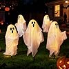 Ciskotu 5 PZS Luces Fantasma con Estaca de Suelo, Decoración LED Exterior Halloween, 8 Modos, Impermeable IP44, Funciona con Pilas para Jardín, Patio, Porche