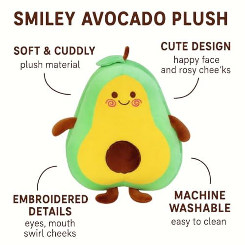 Image of Avocado Plush Toy for Kids - 35CM Ultra-Soft Huggable Stuffed Animal Pillow | Cute Fruit Plushie for Babies, Toddlers, Boys & Girls | Birthday Gift, Home Decor (Green)