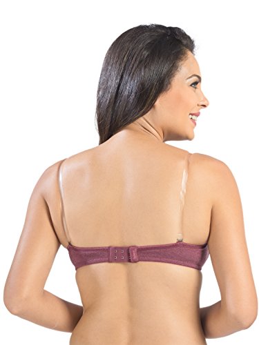 Image of SONARI Ell 18 Womens T-Shirt Bra | Double Layered, Adjustable and Removable Bra Straps, Hook and Eye Closure, Non-Wired, Soft Cotton Spandex Material (Free Transparent Straps)