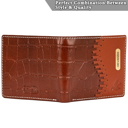 Image of HORNBULL Men's Personalized Wallet I Customized Slim Stylish Leather Purse with Name I Unique Birthday Gift for Men Boy Love Husband (Rust Dark)