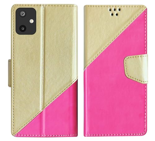 Image of SBMS Flip Cover for Samsung Galaxy M07 / Samsung A07 / Samsung F07 Back Cover Case with Magnatic Closure | Inbuilt Stand | Card & Money Pocket for Samsung A07 (MultiPink)