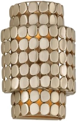 Capital Lighting 654121HB Eliana Handcrafted Unique Medallions Tiered Cylindrical Wall Sconce, 2-Light 120 Total Watts, 14" H x 10" W, Champagne Brass