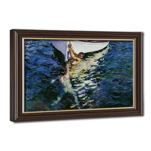 Impression toile bateau blanc Joaquin Sorolla cadre à suspendre
