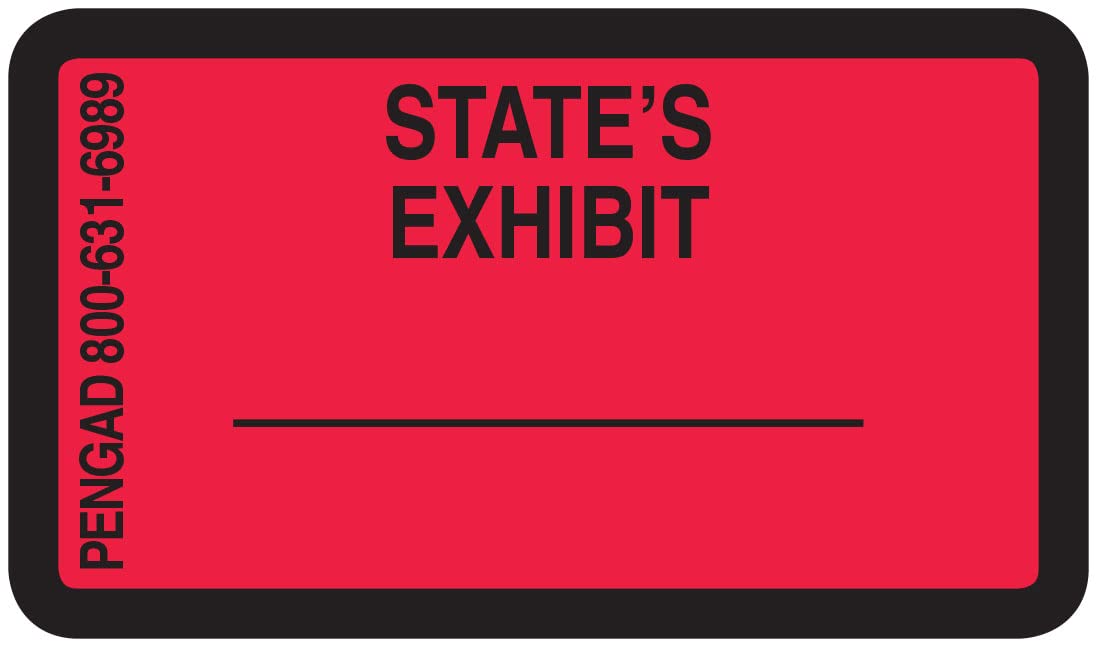 Legal Exhibit Label Stickers, 7/8 x 1-1/2 inches, 480 Labels per Pack (STATE'S Exhibit Red)