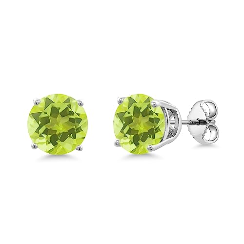 Gem Stone King 925 Sterling Silver 8MM Round Gemstone Birthstone 4 Prong Basket Solitaire Stud Earrings For Women Men