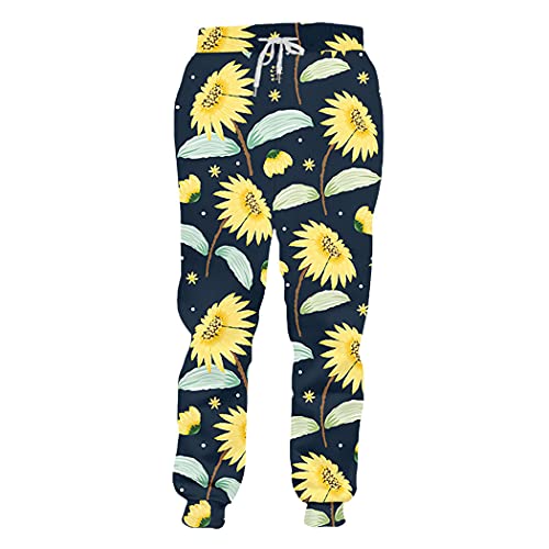 Pantalon de survêtement unisexe motif feuilles roses impression 3D taille G