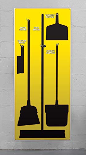 Image of NMC SB107FG 5S Janitorial Shadow Board, Yellow /Black, 68 inchX30 inch, ProSeriesAcrylic (Tools Sold Separately)