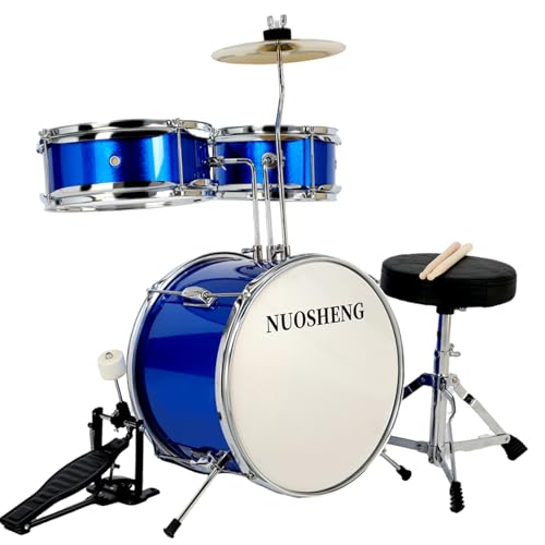 NUOSHENG Kids Drum Set 3-Piece for Beginners, 13 Inch Drum Kit with Adjustable Throne, Cymbal, Pedal...