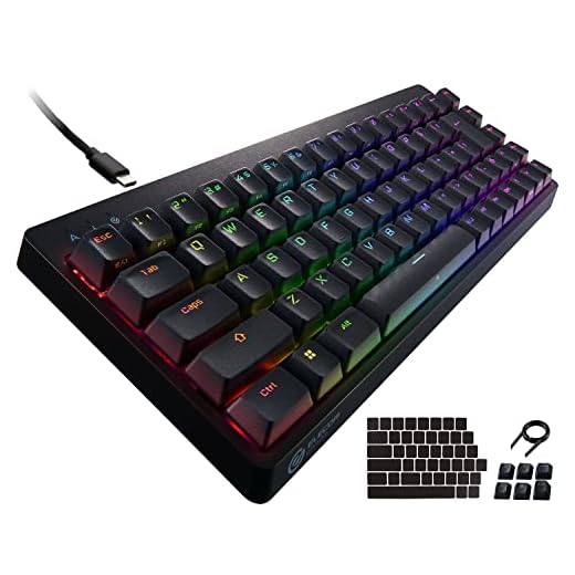 エレコム ゲーミングキーボード 有線 V-custom VK300S RGB テンキーレス 65%サイズ メカニカル ネオクラッチキーキャップ 銀軸 スピードリニア USBポート搭載 TK-VK300SBK