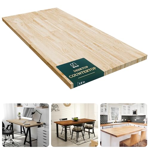 Comparison: Best Finish For Butcher Block Desk 10 Bme Hevea Solid Wood Butcher Block Countertop, Wood Table Top, Butcher Block Desk Table Top for DIY Kitchen Island, Washer Dryer, or Workstation – Unfinished - 36" L x 36" W x 1.5" Th
