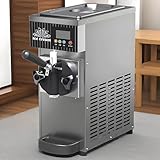 XDLYWUZIQ Gelatoio Monogusto, Gelato Soft, Produzione 4-8 kg/H, Tramoggia Refrigerata, Vasca di Congelamento da 1 L, Autopulizia, Pannello LCD, Macchina per Gelato Soft da Banco Grey-BQL28