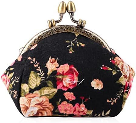 Oyachic Printed Coin Purse Vintage Pouch Buckle Clutch Bag Kiss-lock Change Purse Floral Clasp Closure Wallets For Women