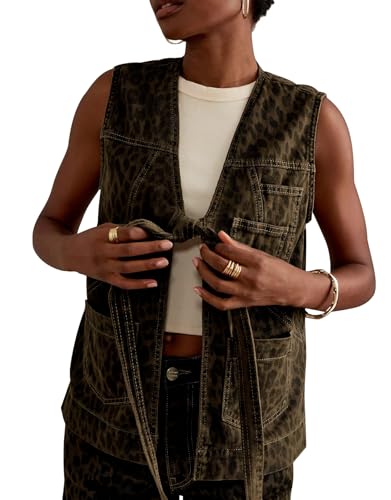Kedera Women's Oversized Denim Vest Tie Front Jean Vest Top Sleeveless Denim Jacket Casual Lightweight Vest Trendy 20252