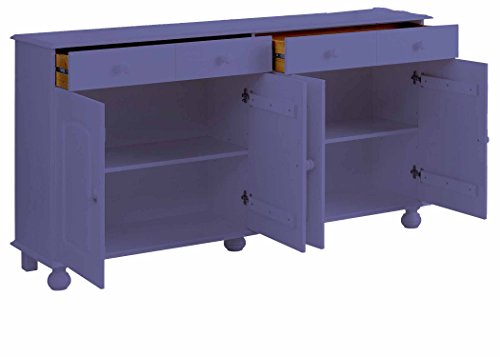 Image of APRODZ Solid Wood Sideboard Cabinet for Living Room | Wooden Storage Cabinet with 3 Drawers & 3 Doors | Kitchen Crockery Cabinet | Drawer Cabinet for Dining Room Bedroom | 161x35x79 cm,Siberian Iris