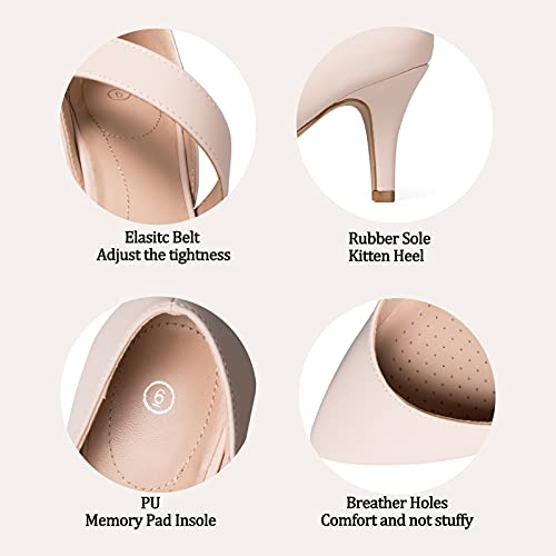 Mysoft Women's Pumps Pointed Toe 3 Inch Dress Shoes Nude-Nubuck #TOP3