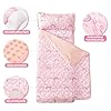 Viviland Toddler Kid Nap Mat for Preschool, Girls Pink Rainbow Slumber Bag, Daycare Sleeping Bag with Pillow and Blanket, Kindergarten Sleep Mat #2