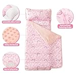 Viviland Toddler Kid Nap Mat for Preschool, Girls Pink Rainbow Slumber Bag, Daycare Sleeping Bag with Pillow and Blanket, Kindergarten Sleep Mat - Image 2