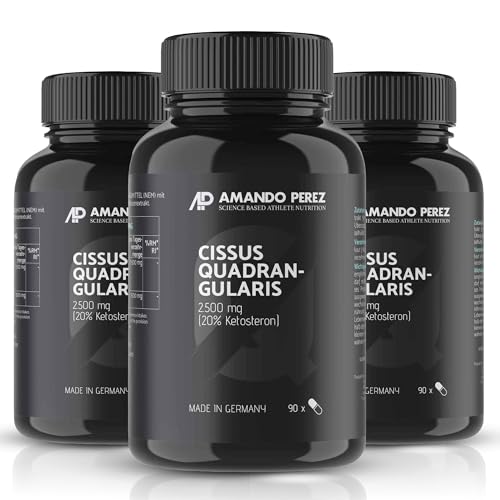 Amando Perez Cissus Quadrangularis 2.500 mg hochdosiert 270 vegane Kapseln 5:1 Extrakt standardisiert auf 20% Ketosterone laborgeprüft in Deutschland & ohne Zusatzstoffe 3er Bundle