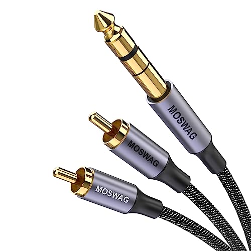 MOSWAG 1/4 inch TRS to Dual RCA Audio Cable,Gold Plated Copper Shell Heavy Duty 6.35mm 1/4 inch Male TRS to 2 RCA Male Stereo Audio Y Splitter Cable …