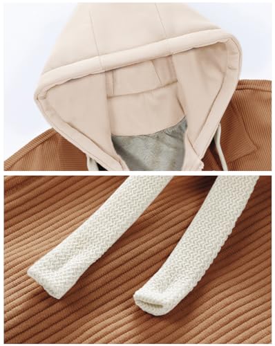 Image of PEGENO Men's Fleece Lined Corduroy Full Zip Hooded Jacket Button Down Winter Outdoor Coat