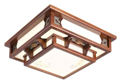 Plafonnier chinoiserie carré à LED 3 couleurs variables pour salon et chambre