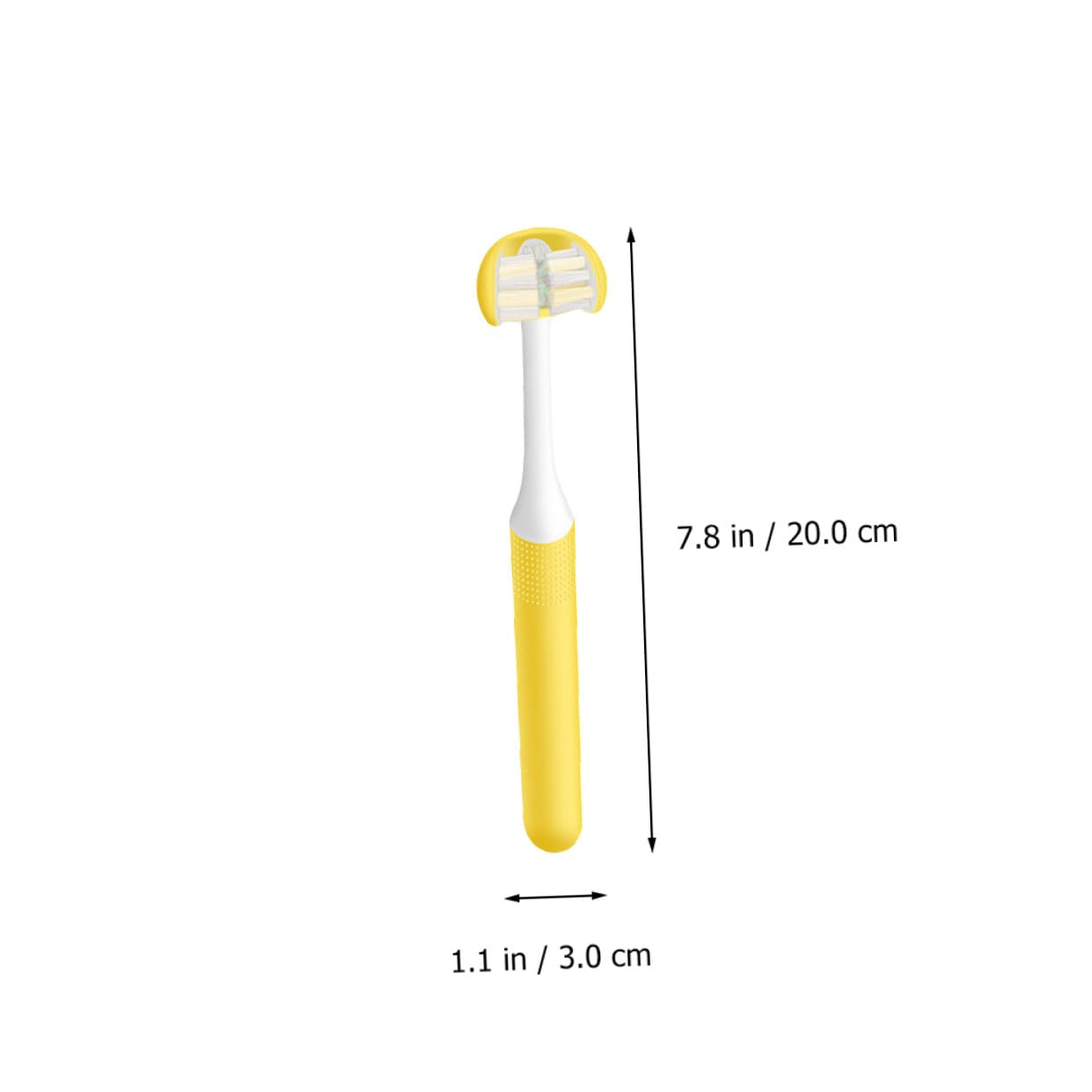 Spazzolino in Pp a 3 Testine Avvolgenti Adulto Manuale Giallo | Design Wrap-around, Leggero e Comodo da Impugnare, Cura Orale e Pulizia dei Denti