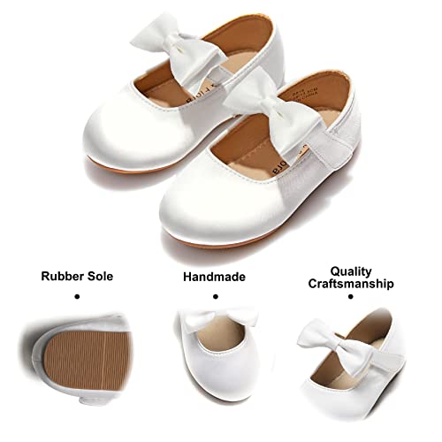 Felix & Flora Girls Dress Shoes - Mary Jane Ballet Flats Party Wedding School Size 5(White,Toddler) #TOP4