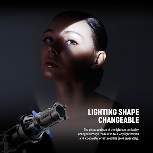 Image of Neewer Spotlight Snoot with 40 Projection Lens, Adjustable Focus, 16 Metal Gobos 5 Color Gels, Bag, Conical Snoot for Bowens Mount LED Continuous Output Lighting Studio Video Light Up to 300W, LS-38