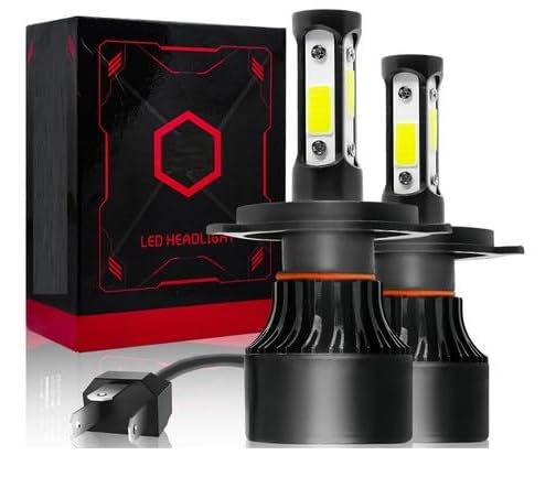 Image of 4 Sides H4 9003 HB2 LED Headlight Bulbs Universal For Car, 2x 55W Super Bright 10000LM LED Automotive Headlight Bulbs, Cool White, Auto Conversion Driving Lamp